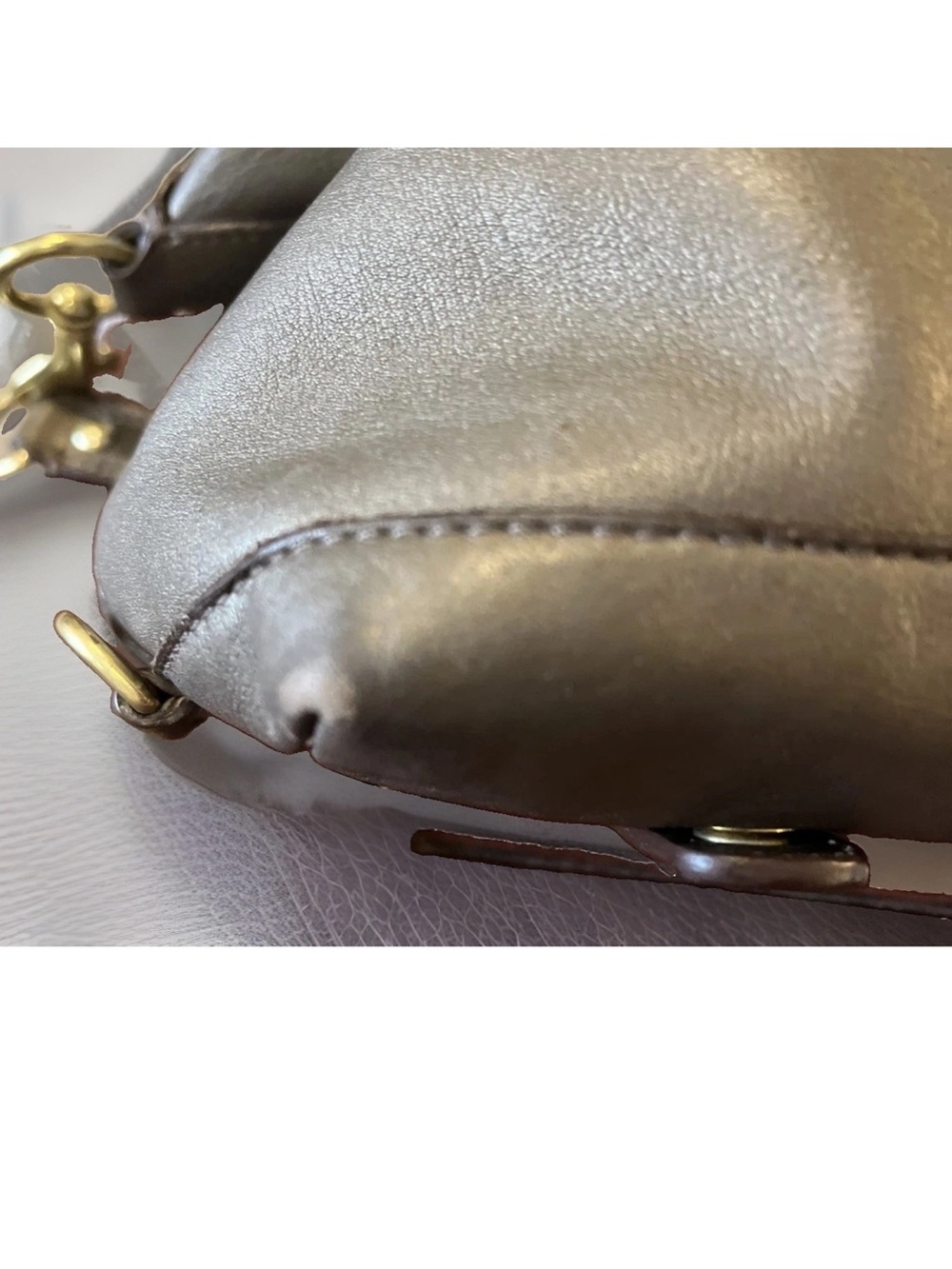 COACH Ashley Metallic Convertible Leather Satchel (F15445). Y2K 2way Purse - Picture 15 of 15